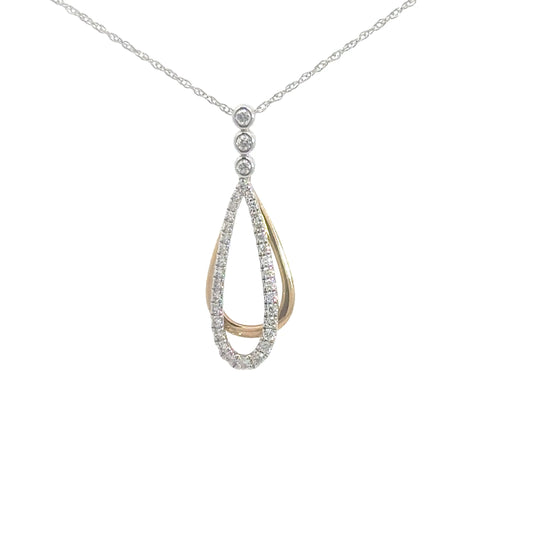 14k Yellow & White Diamond Teardrop Pendant .25cttw