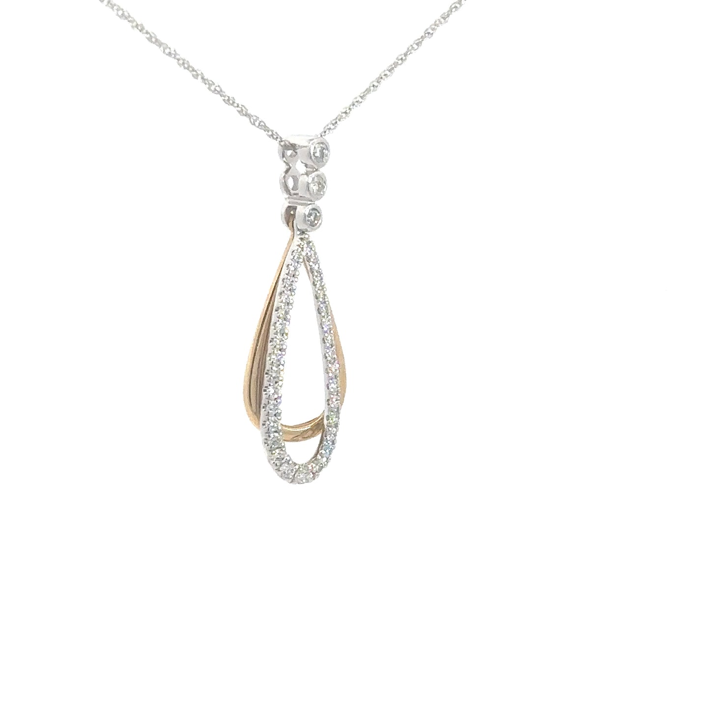 14k Yellow & White Diamond Teardrop Pendant .25cttw