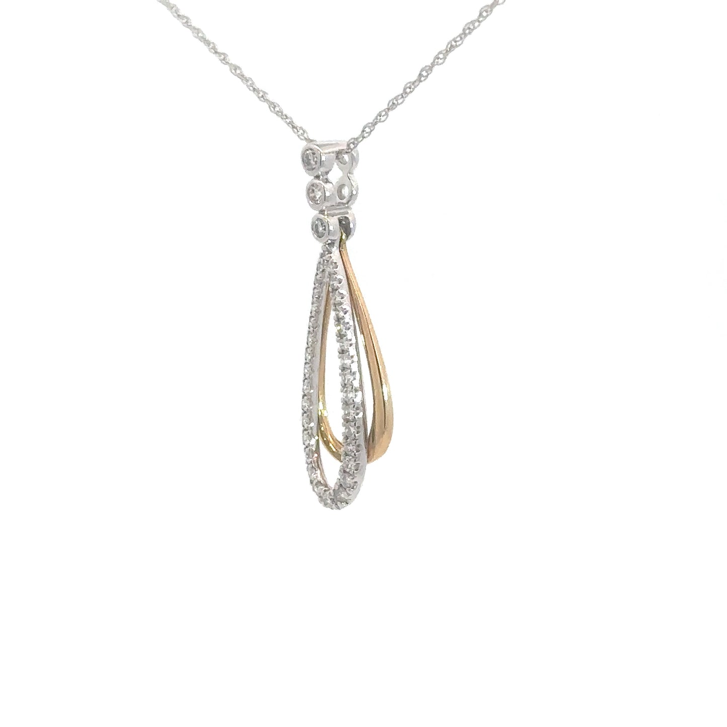 14k Yellow & White Diamond Teardrop Pendant .25cttw