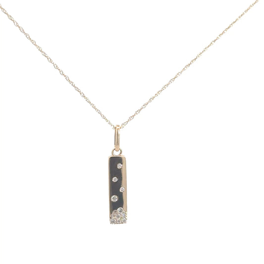 14k Yellow Gold Diamond Bar Pendant .09cttw