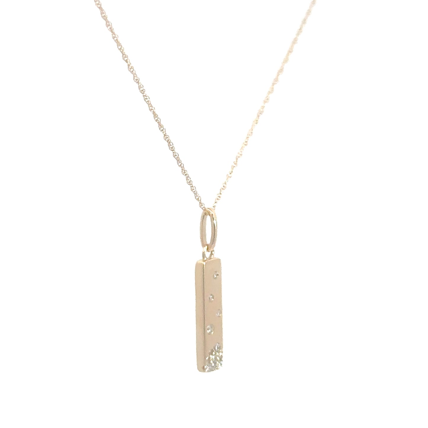 14k Yellow Gold Diamond Bar Pendant .09cttw