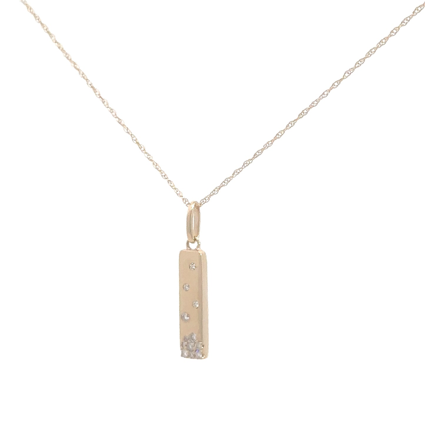 14k Yellow Gold Diamond Bar Pendant .09cttw