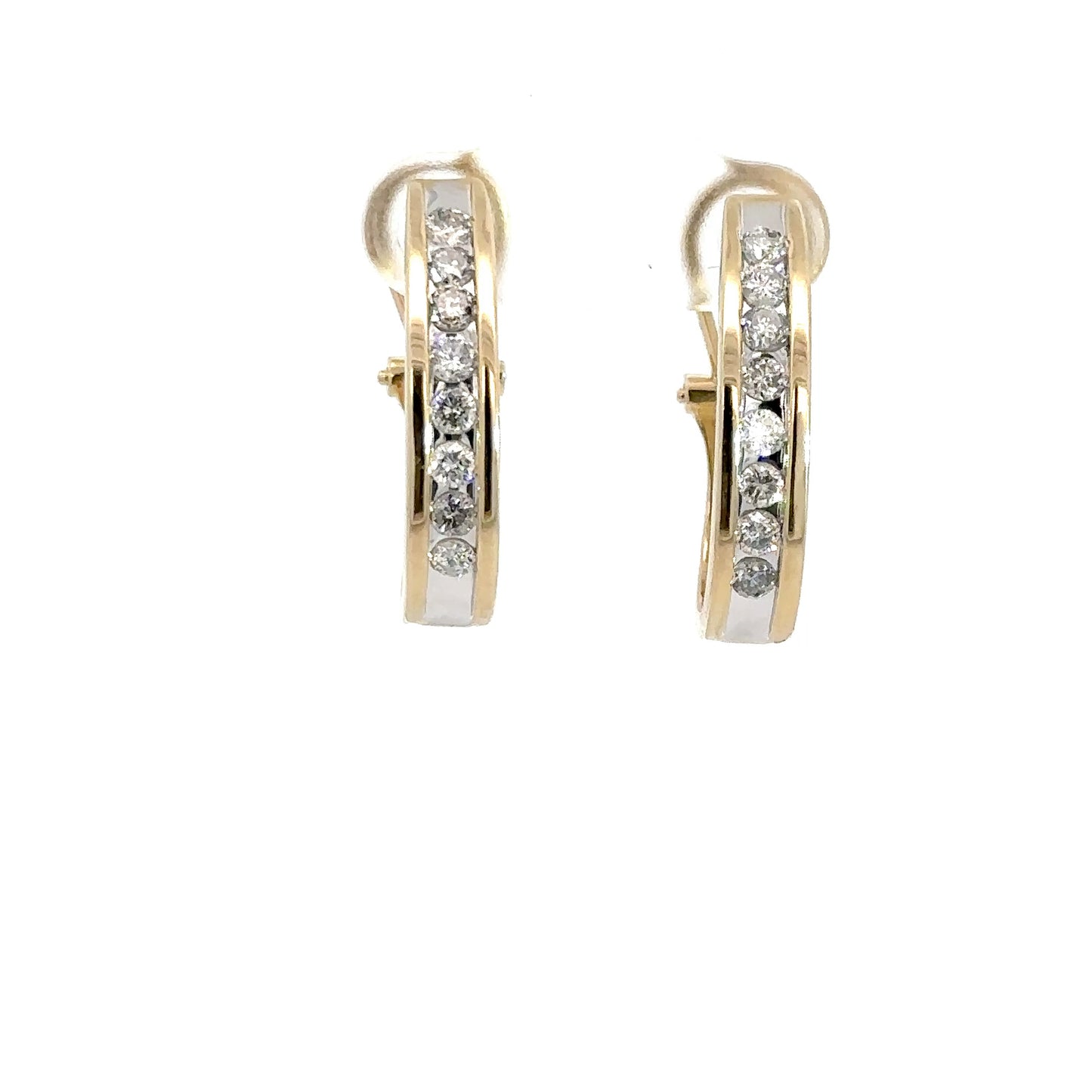 14k Yellow & White Gold Diamond Hoops 1cttw
