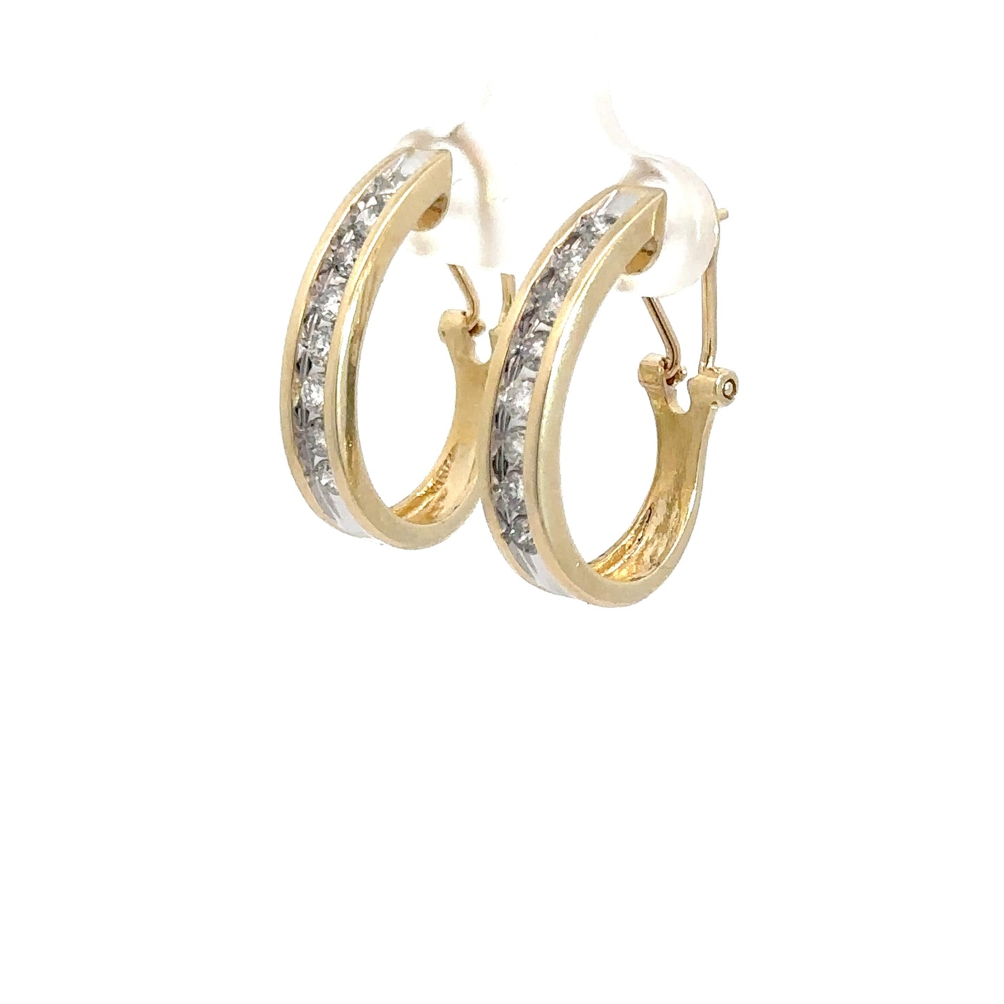14k Yellow & White Gold Diamond Hoops 1cttw