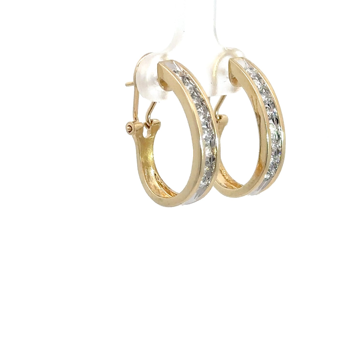14k Yellow & White Gold Diamond Hoops 1cttw