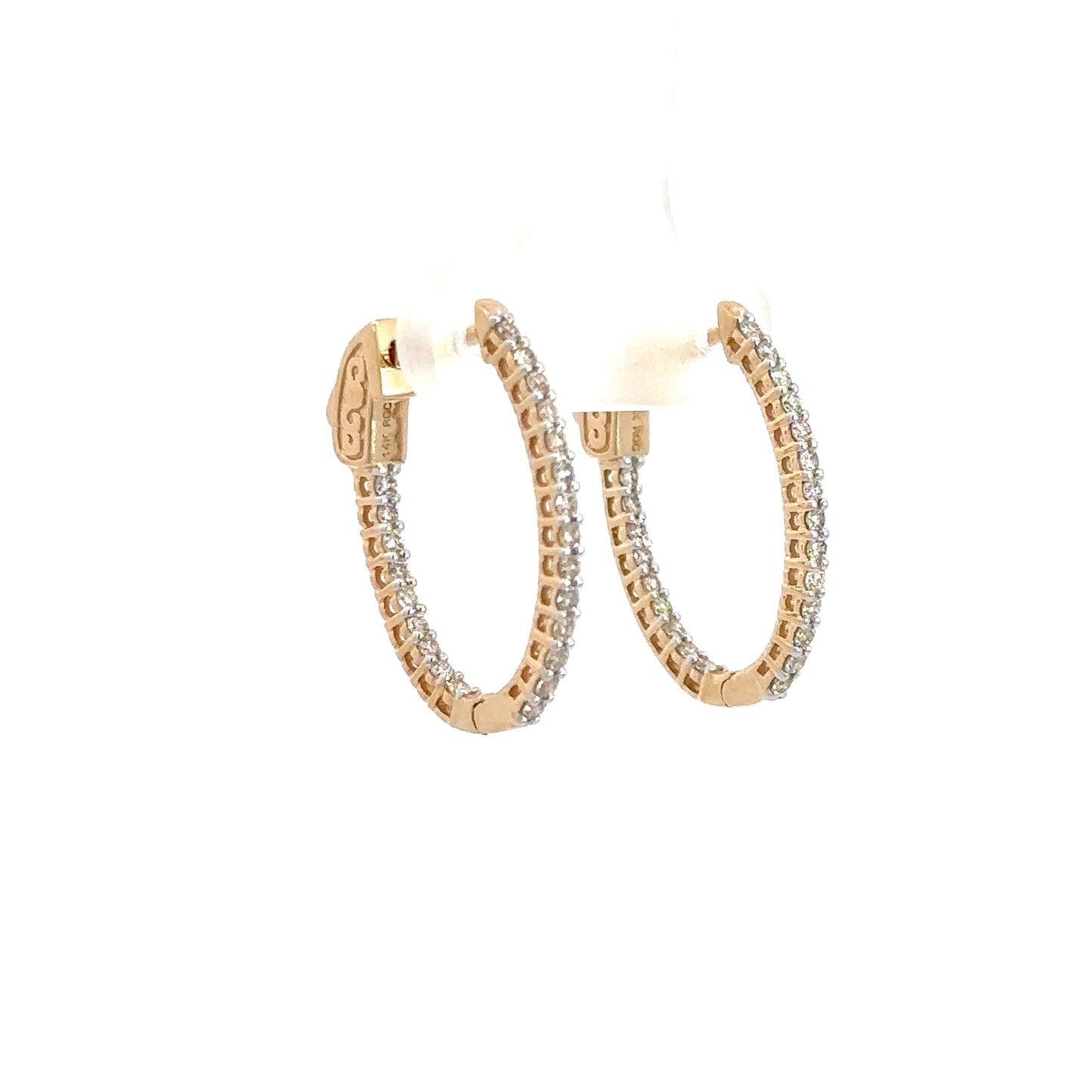 14k Yellow Gold Diamond In/Out Hoops .50cttw