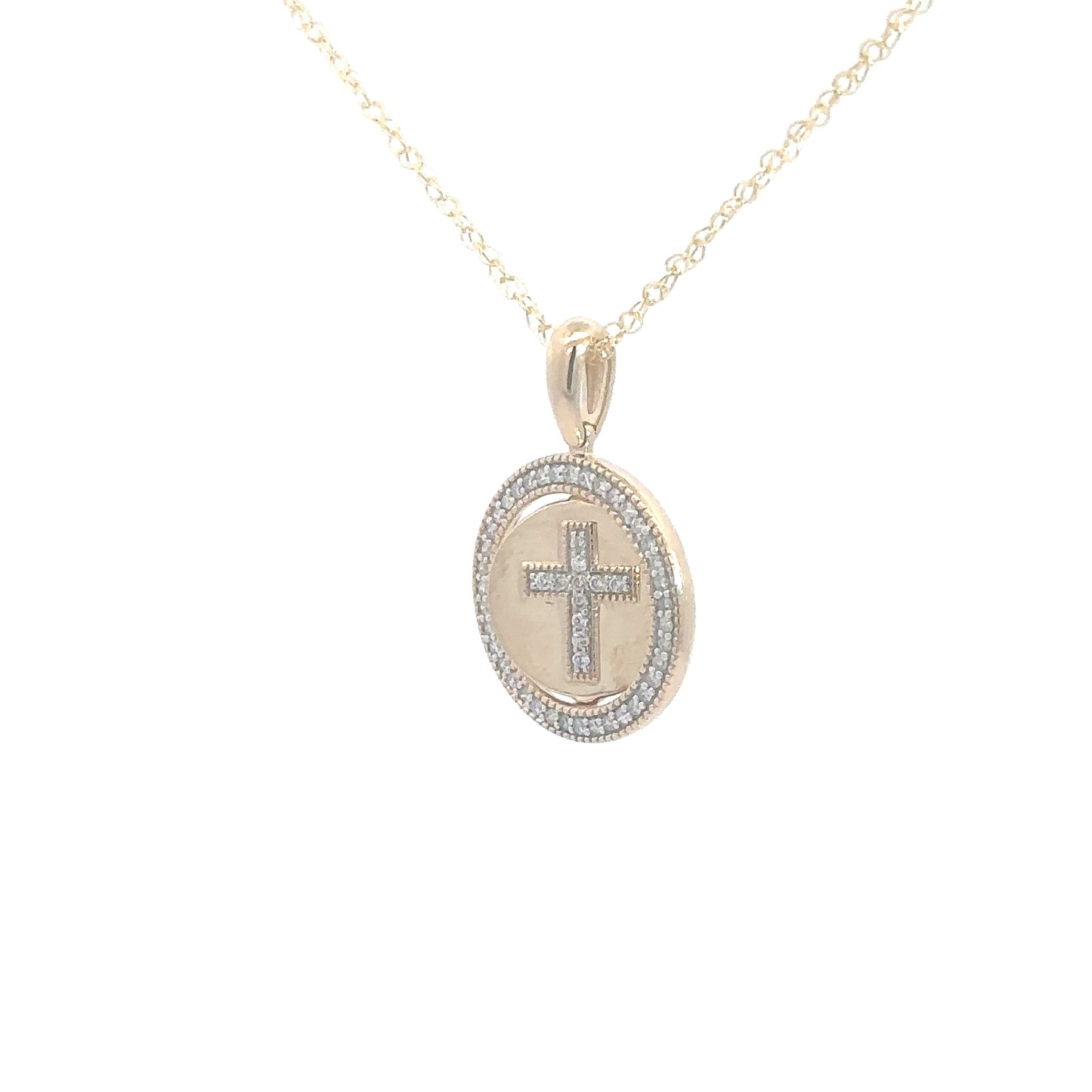 14k Yellow Gold Reversible Cross Pendant .25cttw