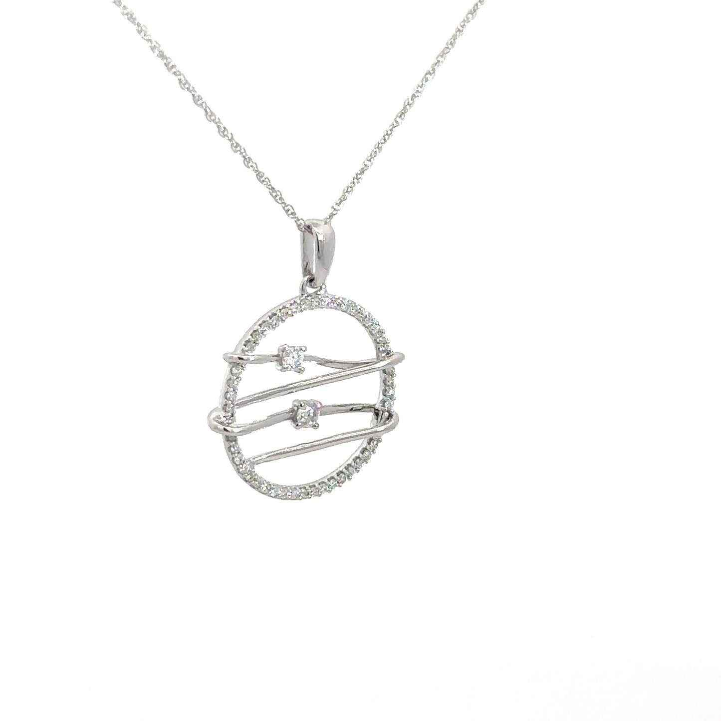 10k White Gold Diamond Circle Pendant .26cttw