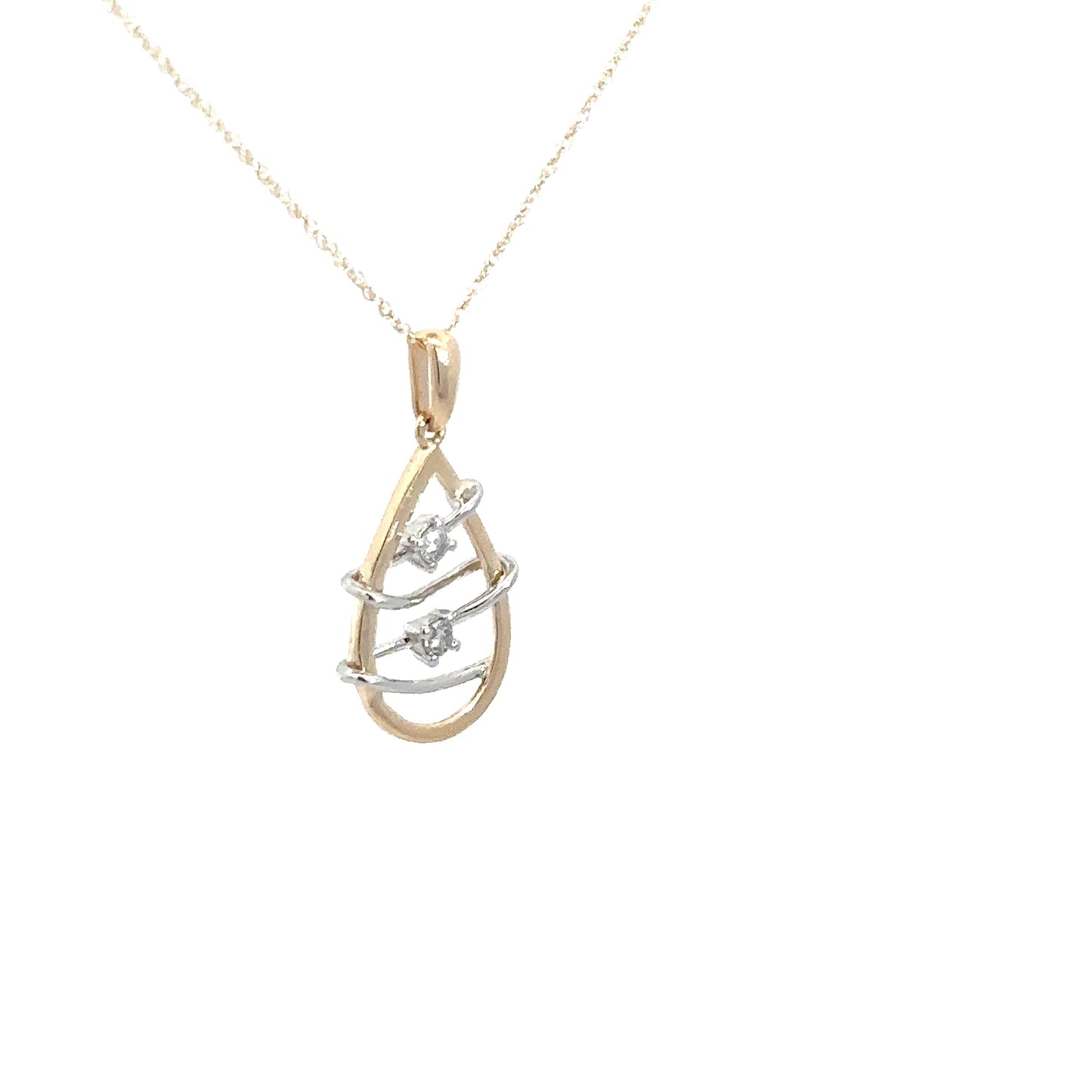 10k Yellow & White Gold Diamond Pendant .10cttw