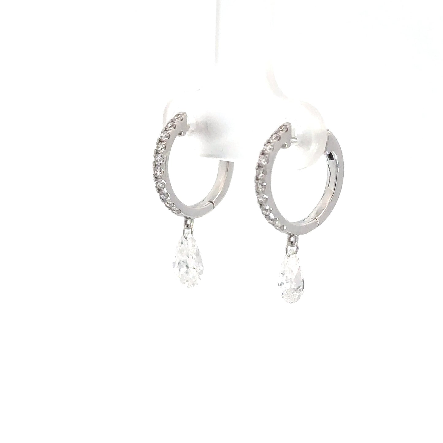 14k White Gold Lab Grown Diamond Hoop with Dangels 1.25cttw