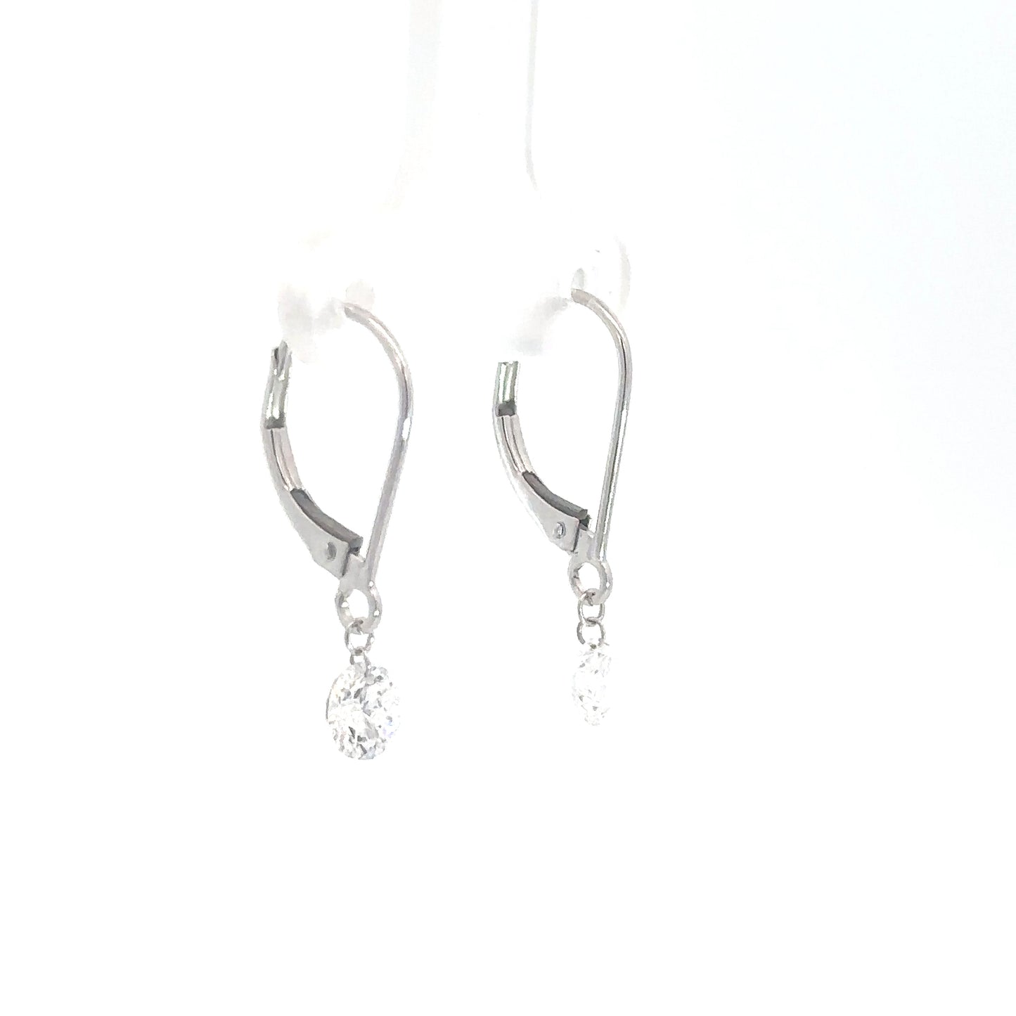 14k White Gold Lab Grown Diamond Leverback Earrings 1cttw