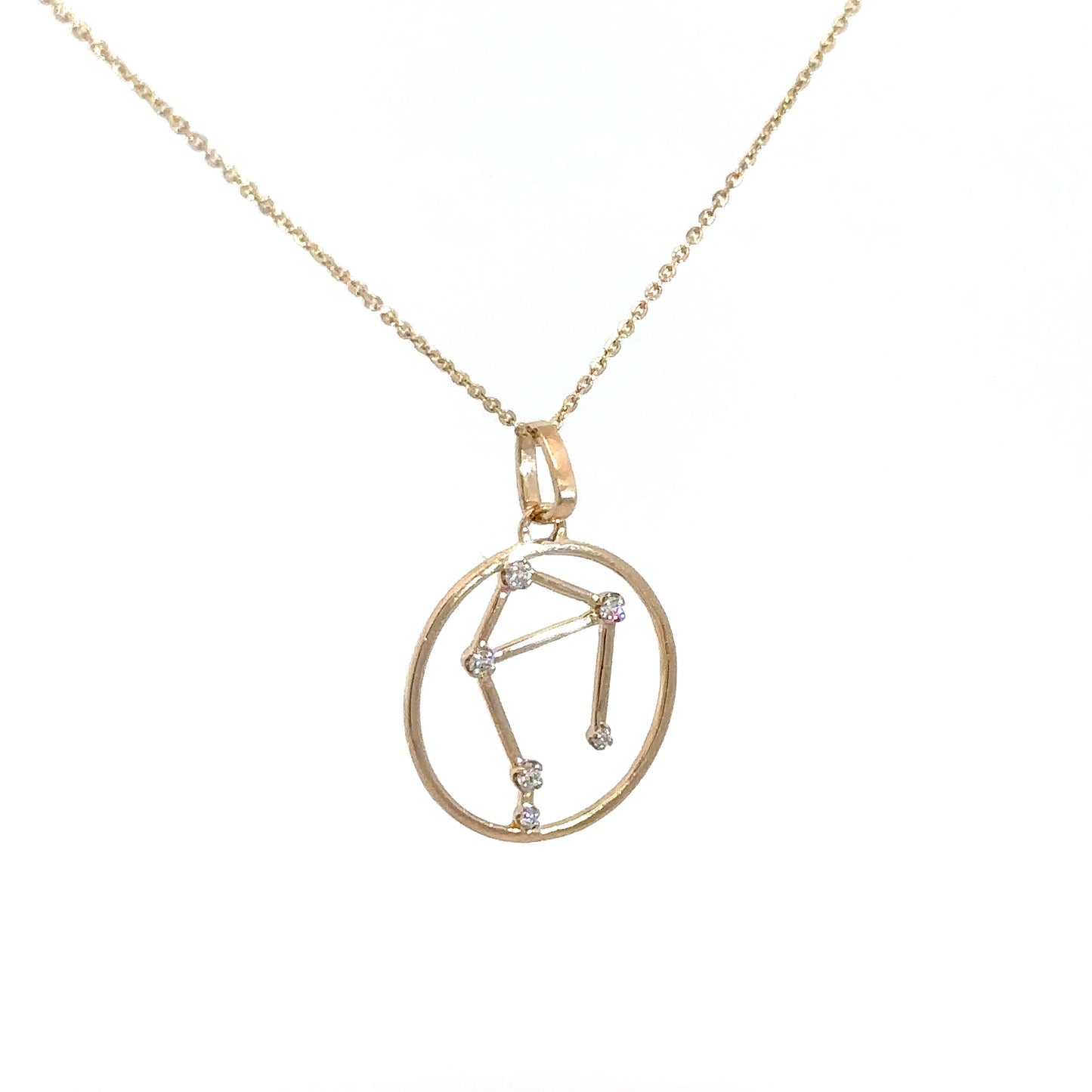14k Yellow Gold Diamond Zodiac Libra Pendant .08cttw