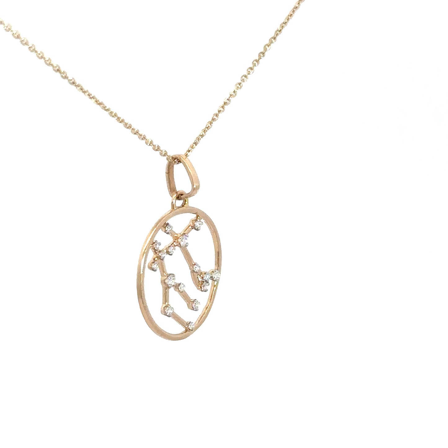 14k Yellow Gold Diamond Zodiac Gemini Pendant .12cttw
