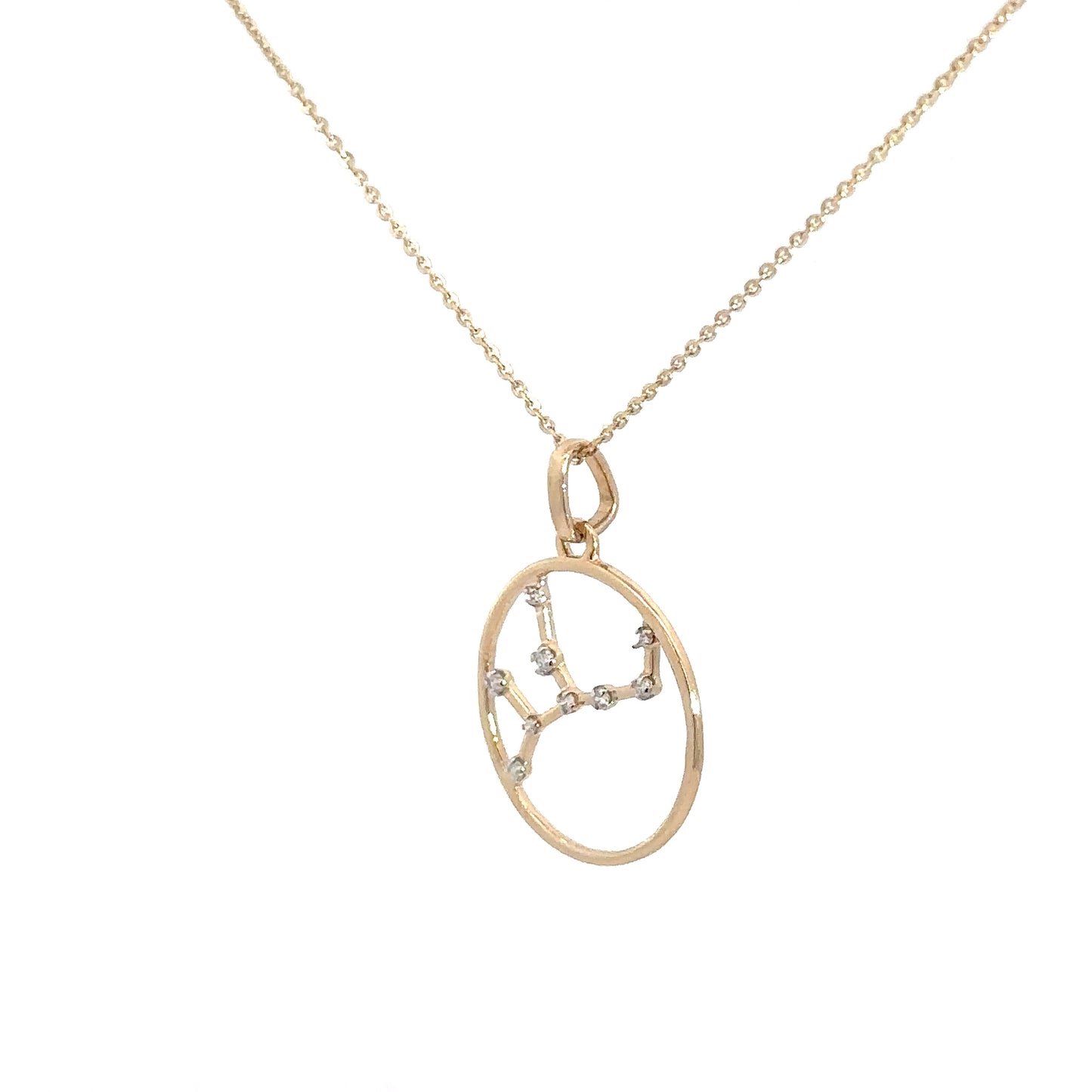 14k Yellow Gold Diamond Zodiac Pendant Aquarius .08cttw