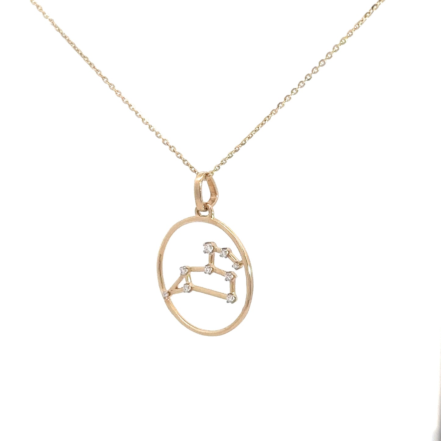 14k Yellow Gold Diamond Zodiac Pendant Leo .08cttw