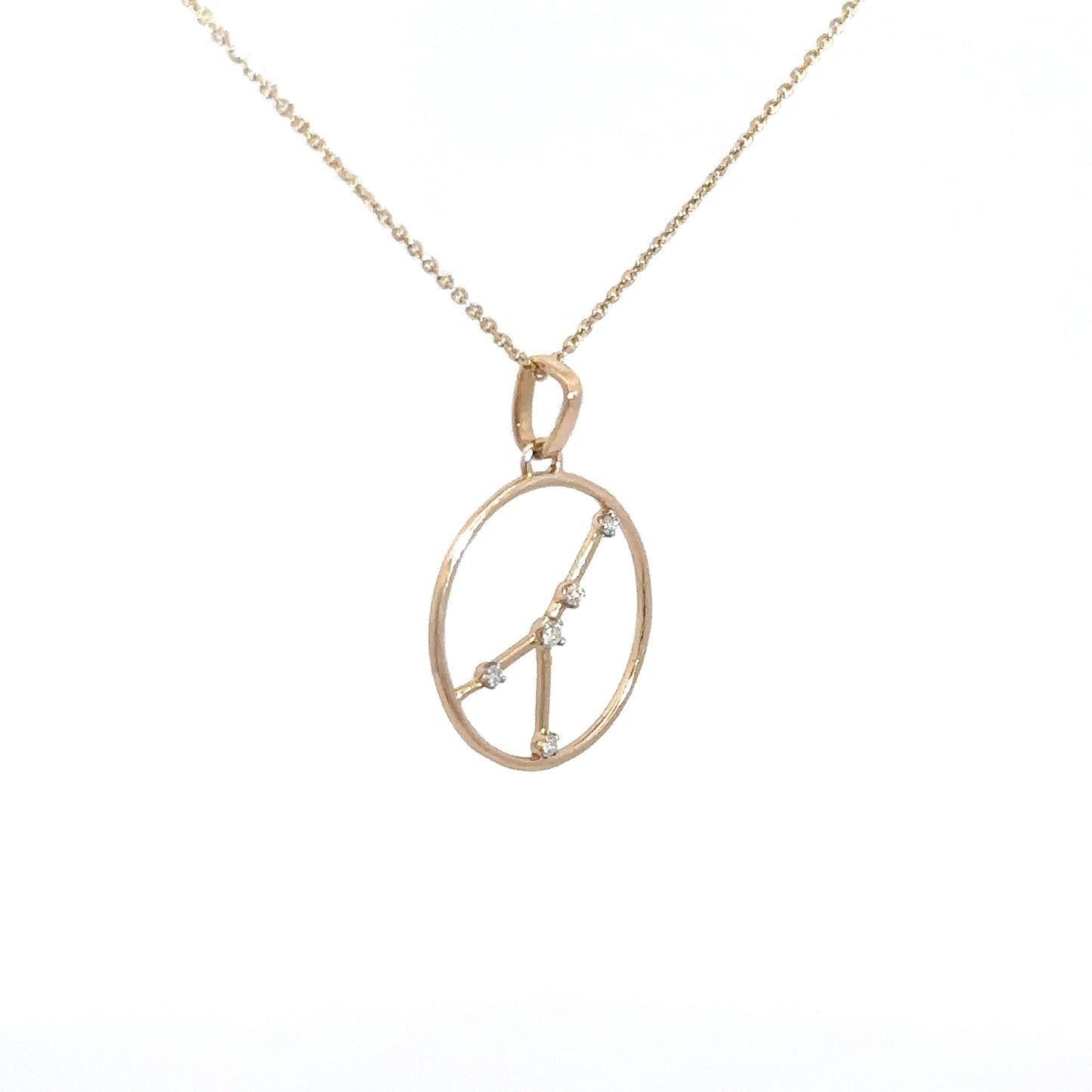 14k Yellow Gold Diamond Zodiac Pendant .05cttw Cancer