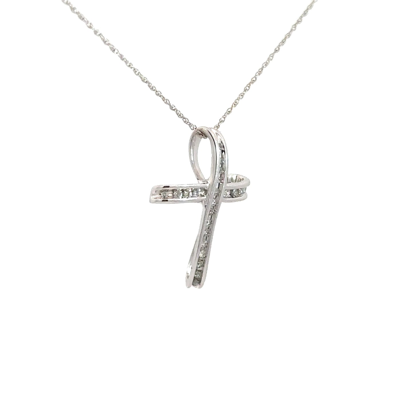 10k White Gold Diamond Cross .10cttw