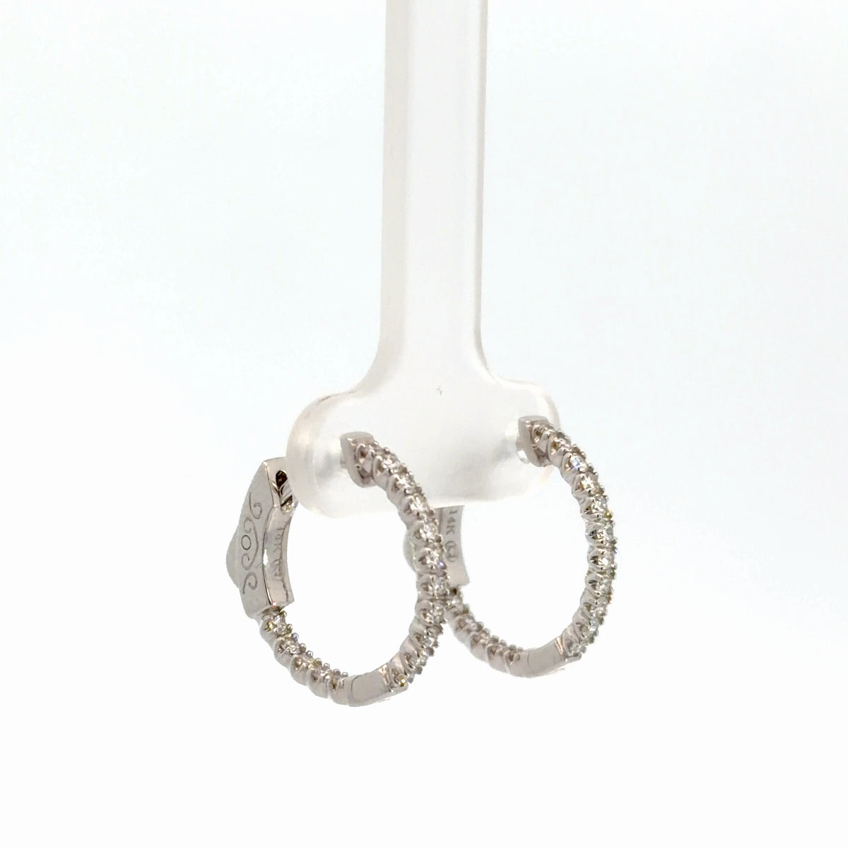 14k White Gold Diamond In/Out Hoops .50cttw