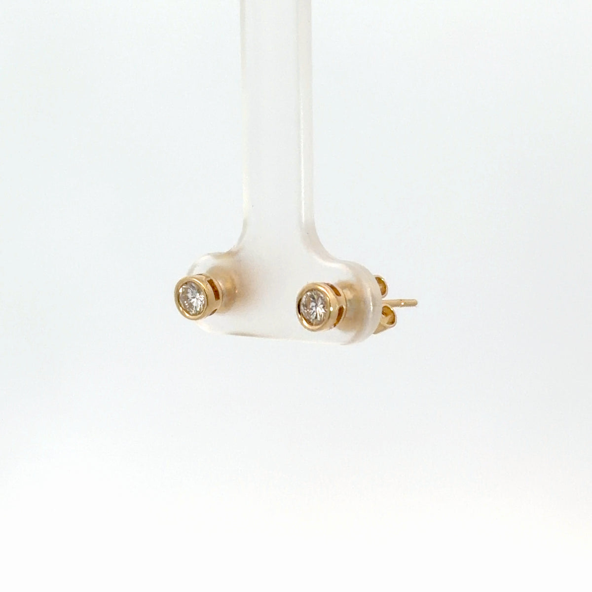 14k Yellow Gold Diamond Bezel Set Earrings .39cttw