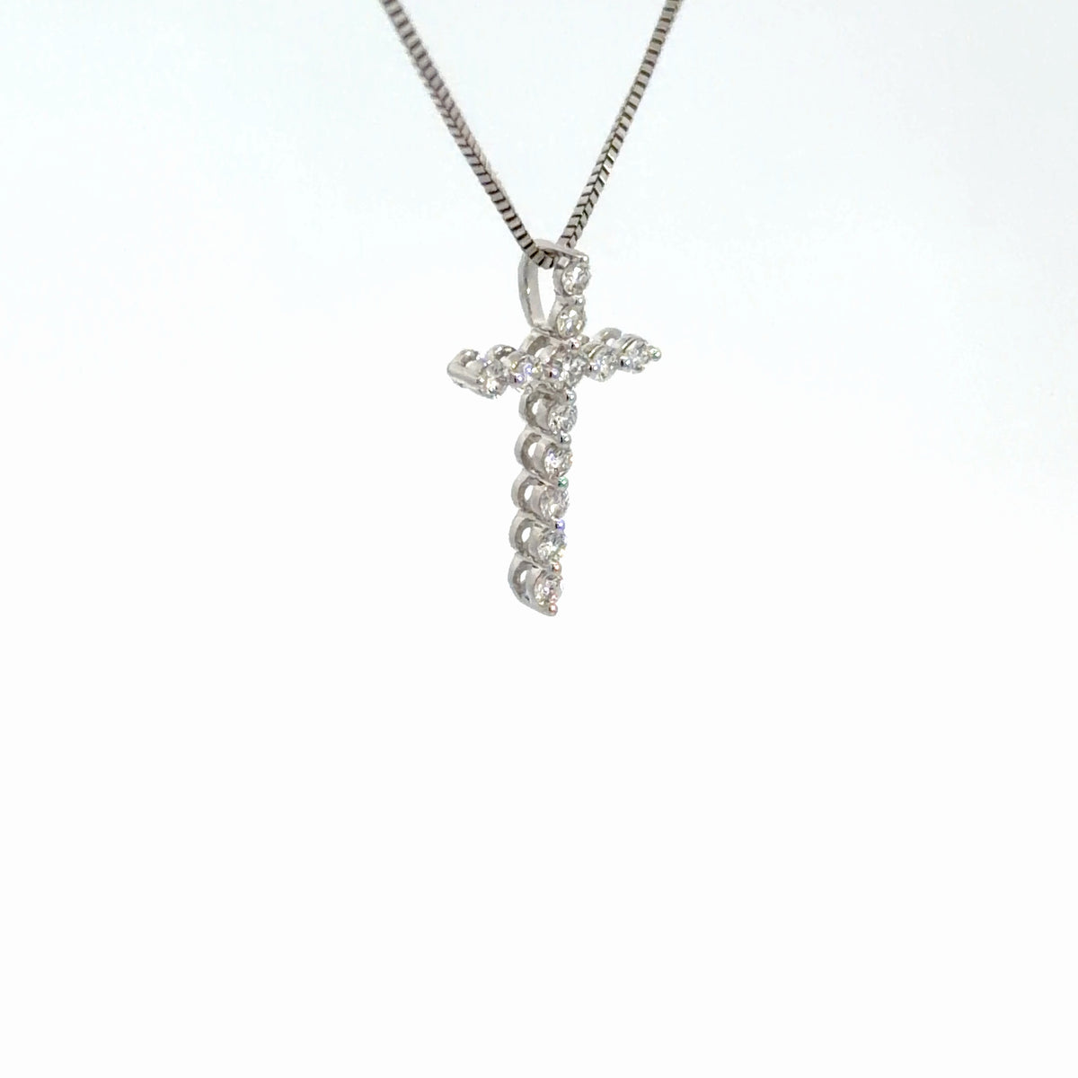 14k White Gold Diamond Cross 1/4cttw