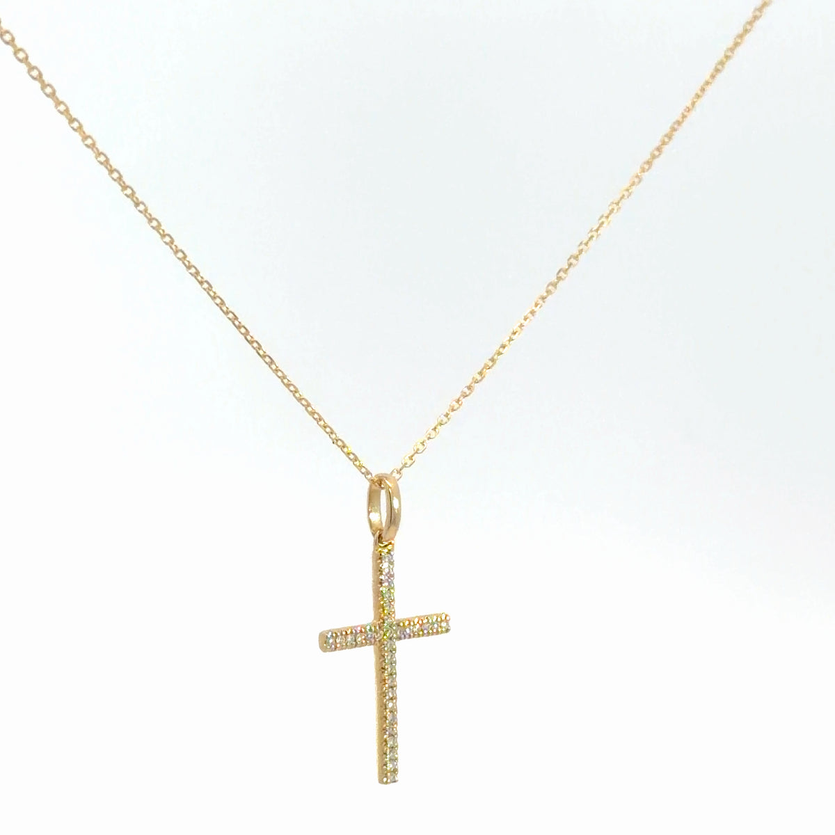 14k Yellow Gold Diamond Cross 1/10cttw