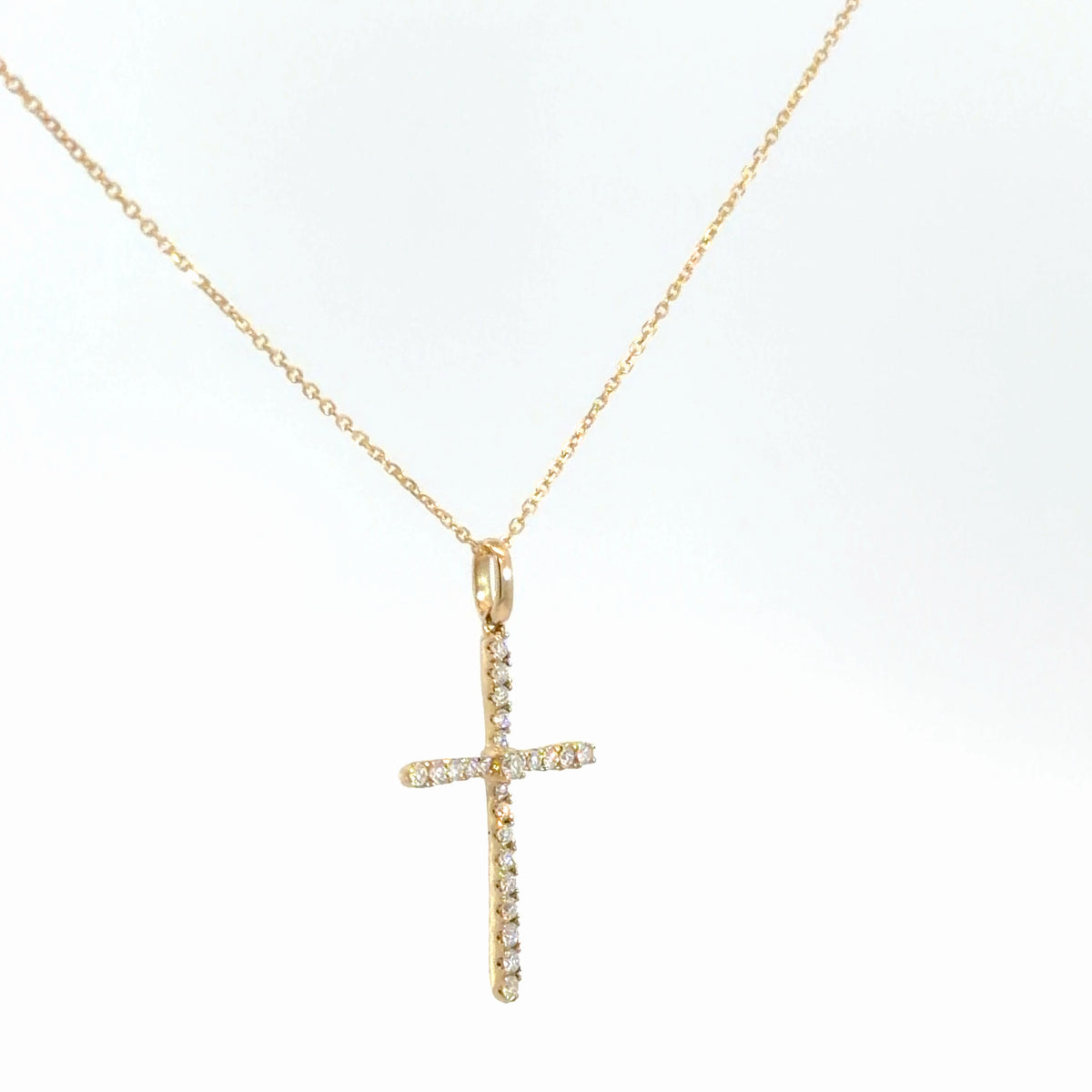 14k Yellow Gold Diamond Cross