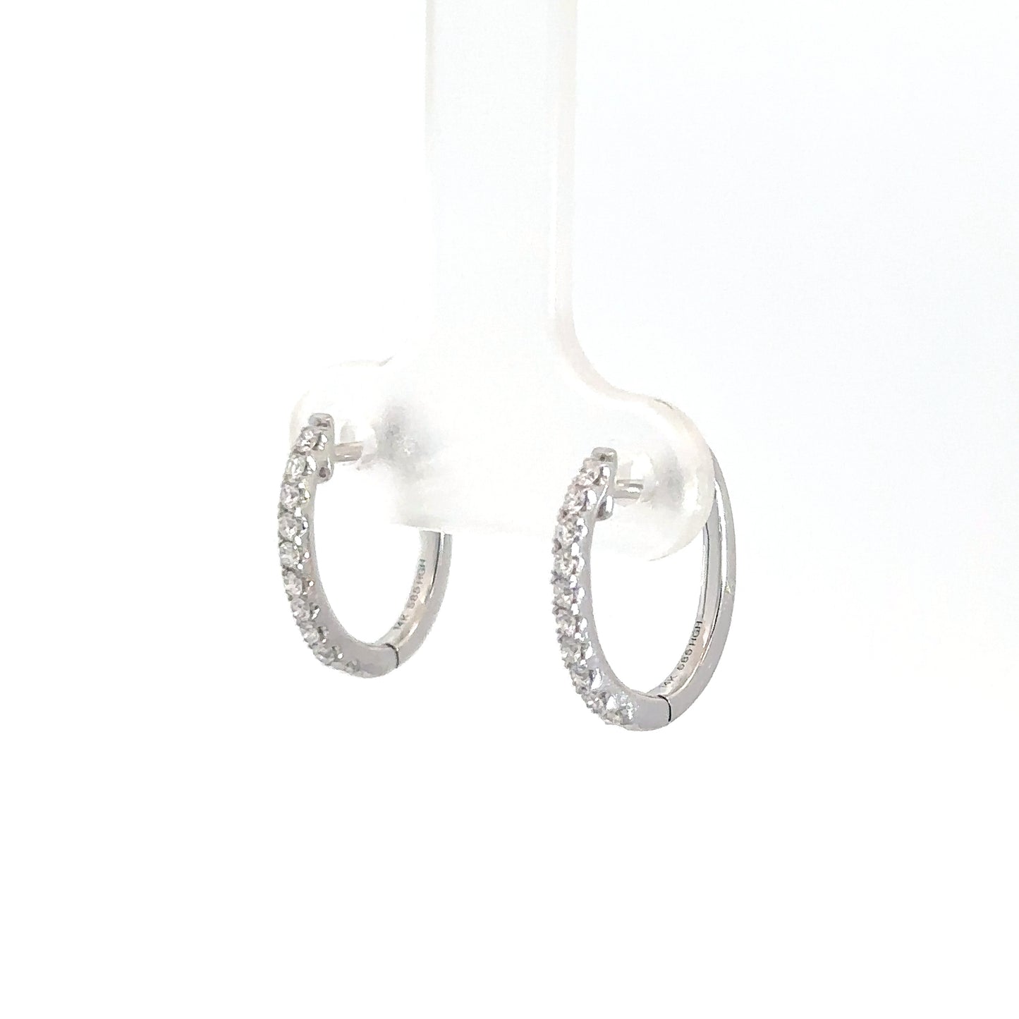 14k White Gold Diamond Huggies 1/5cttw