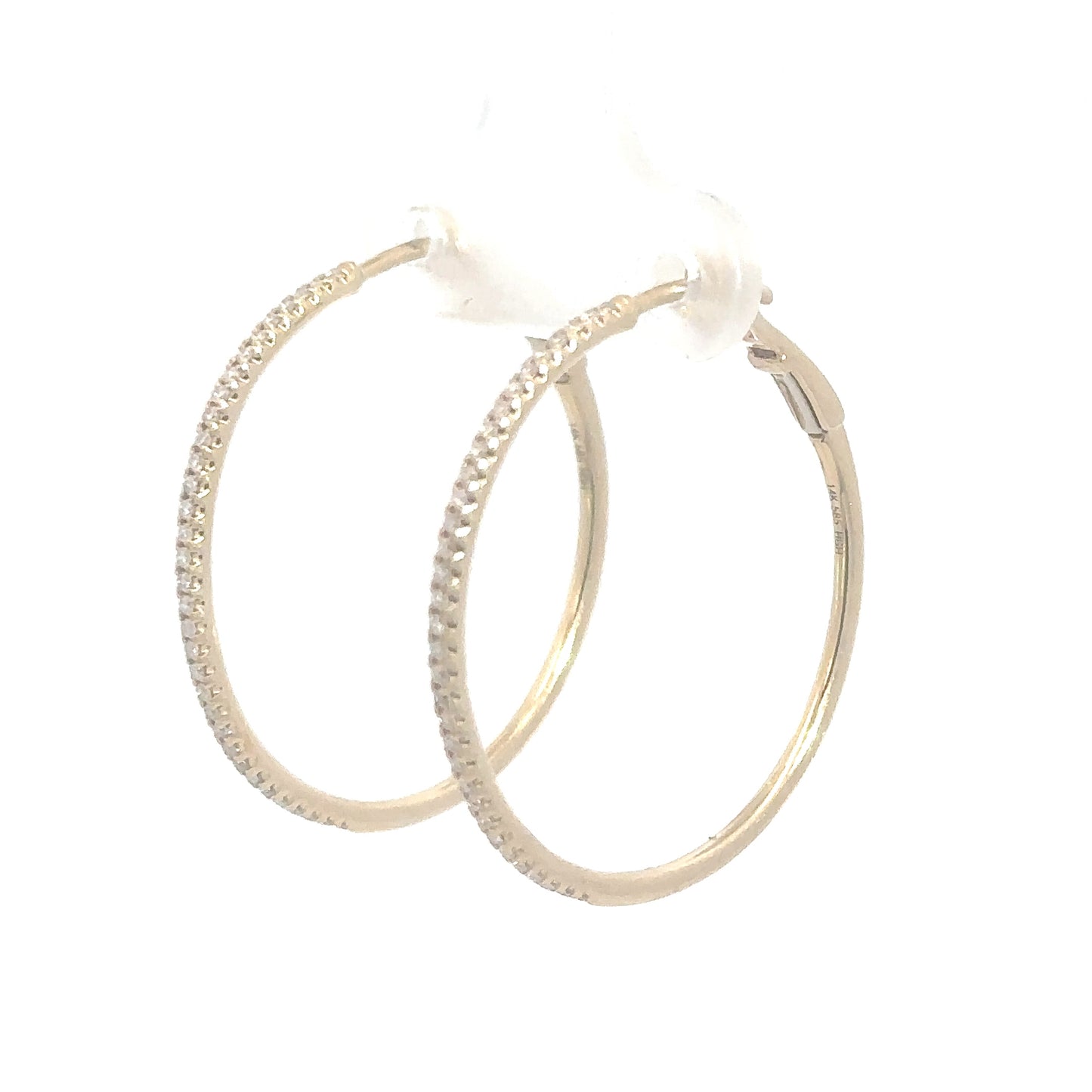 14k Yellow Gold Diamond Hoops 1/4cttw