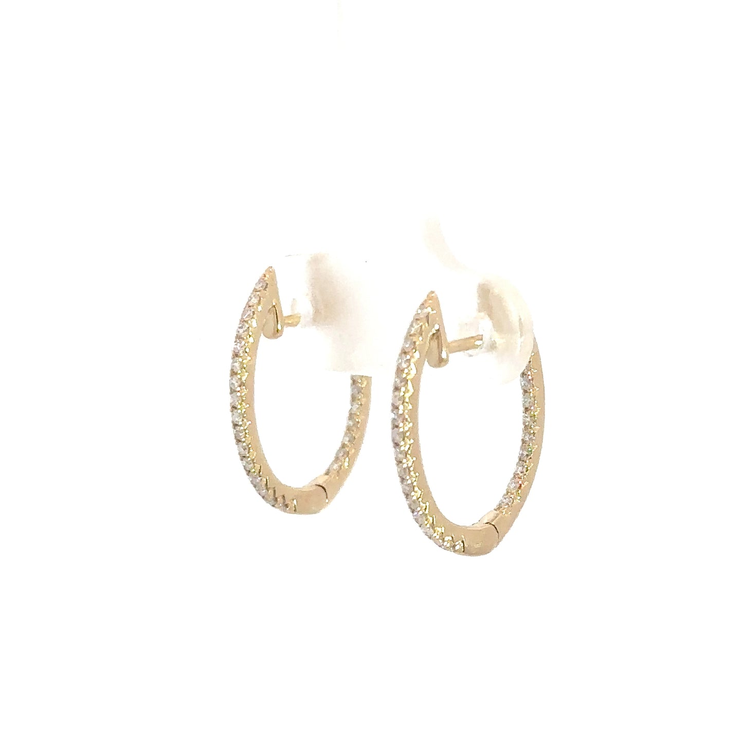 14k Yellow Gold Diamond In/Out Hoops 1/4cttw
