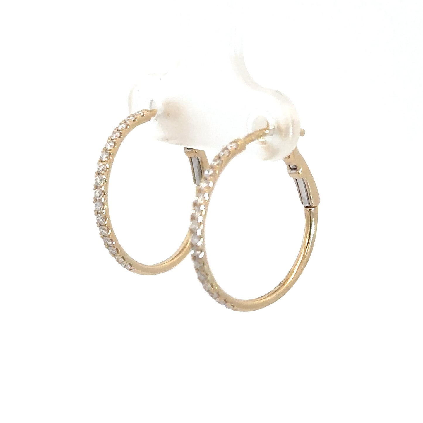 14k Yellow Gold Diamond Hoops 1/4cttw