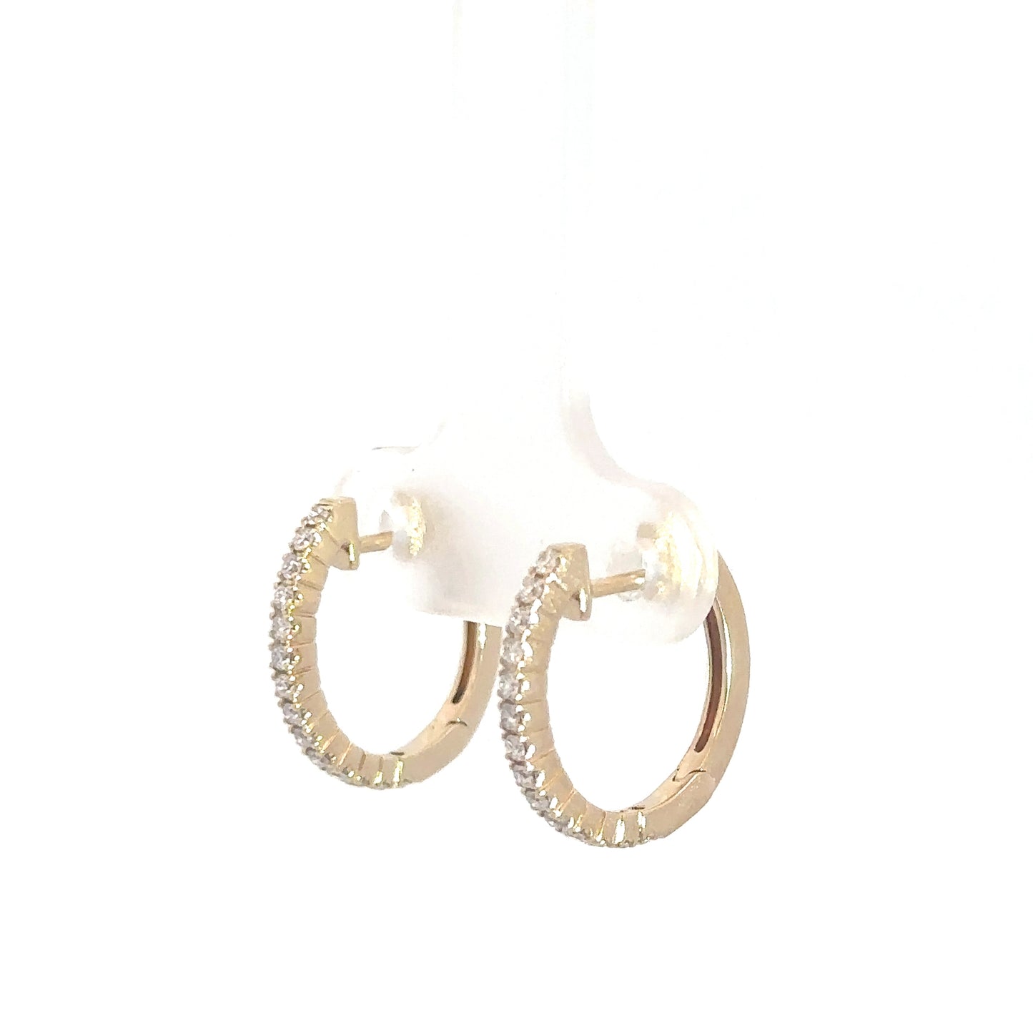 14k Yellow Gold Diamond Hoops 1/4cttw