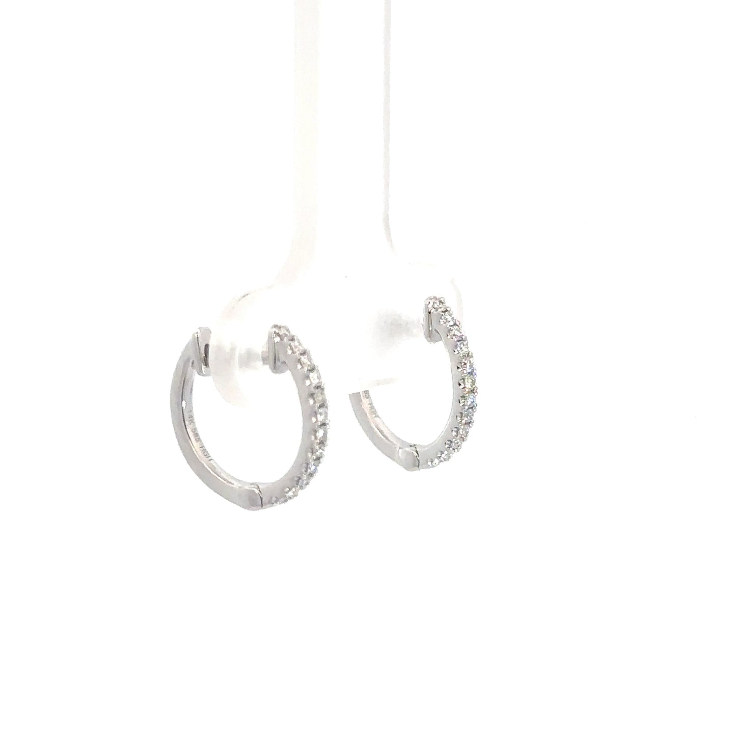 14k White Gold Diamond Huggies 1/8cttw