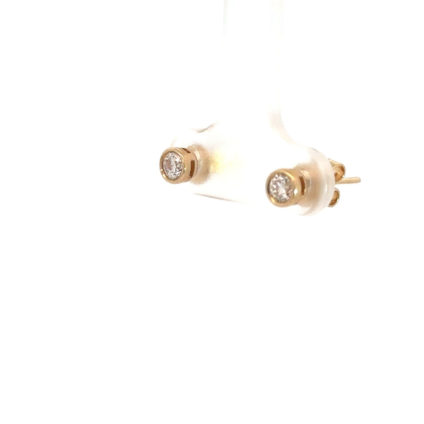 14k Yellow Gold Diamond Bezel Studs .37cttw