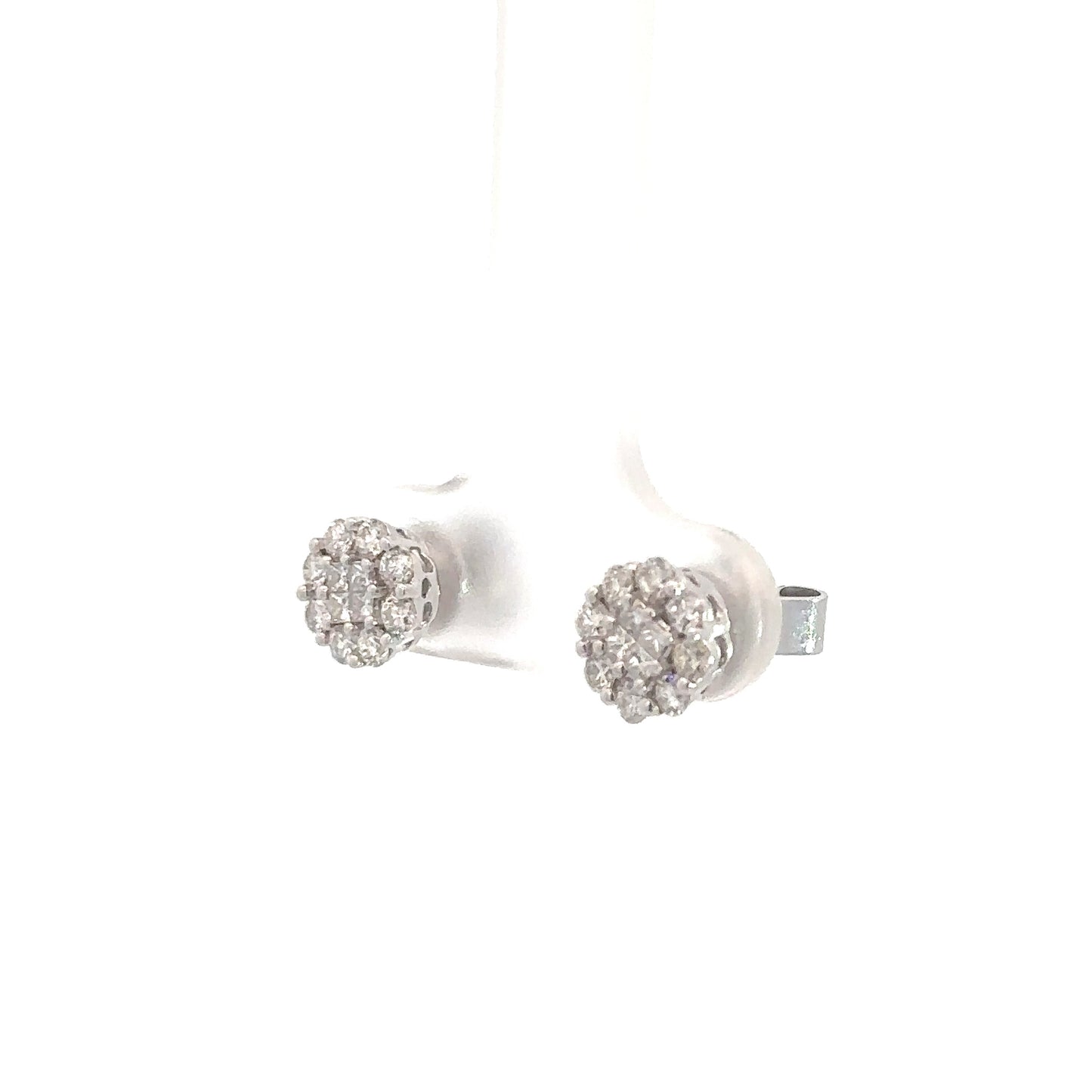 14k White Gold Diamond Cluster Earrings 5/8cttw
