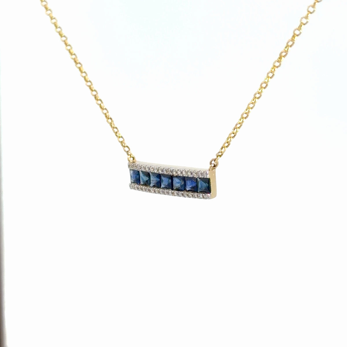 14k Yellow Gold Sapphire & Diamond Pendant