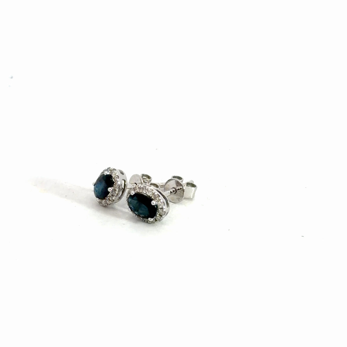 14k White Gold Sapphire & Diamond Earrings
