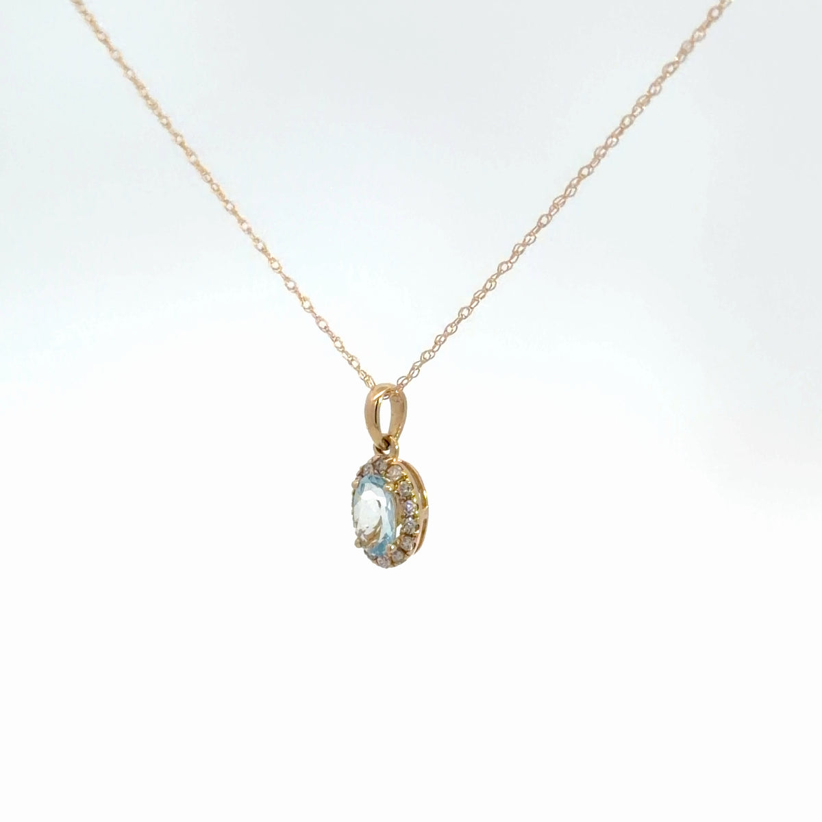 14k Yellow Gold Aquamarine & Diamond pendant