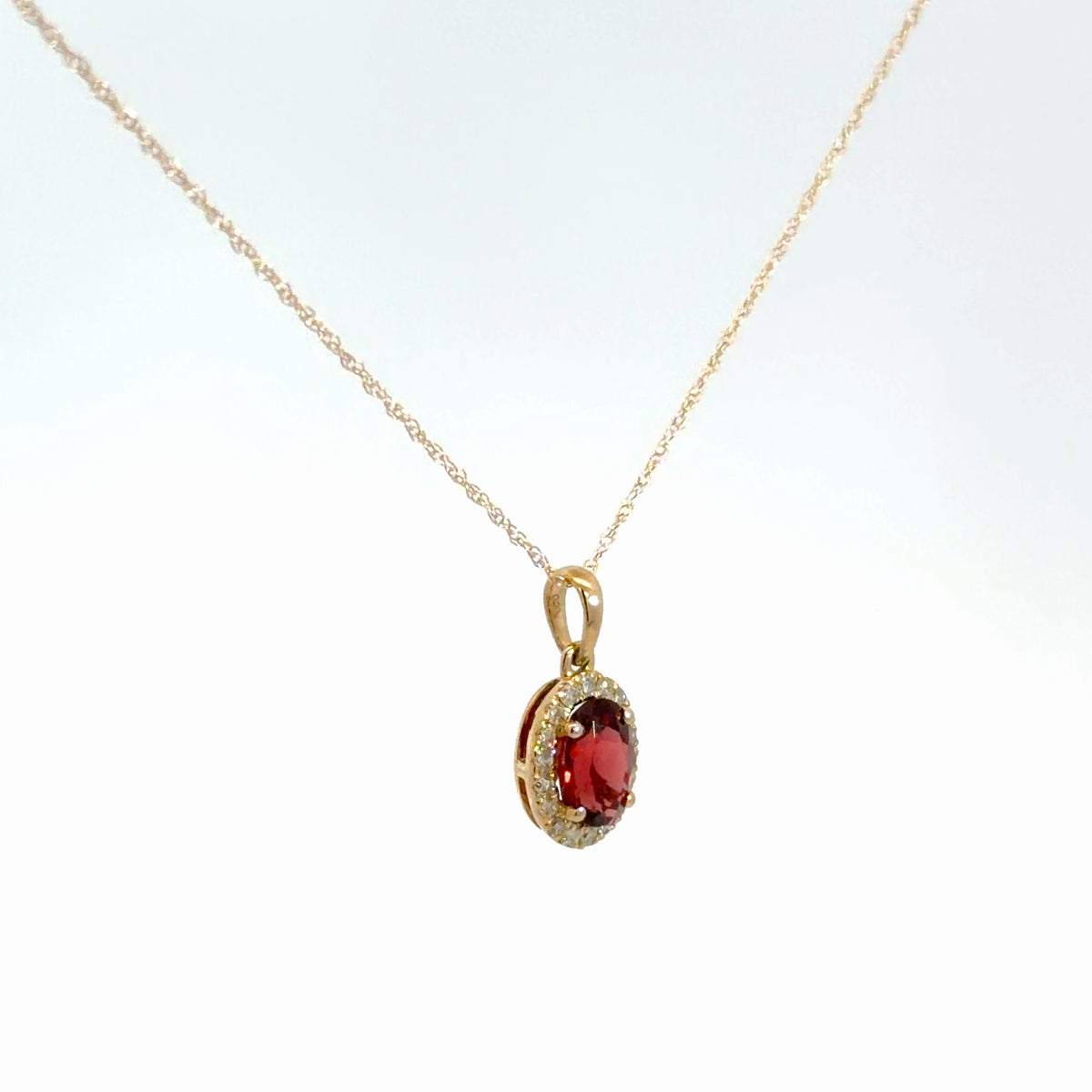 14k Yellow Gold Garnet & Diamond Pendant
