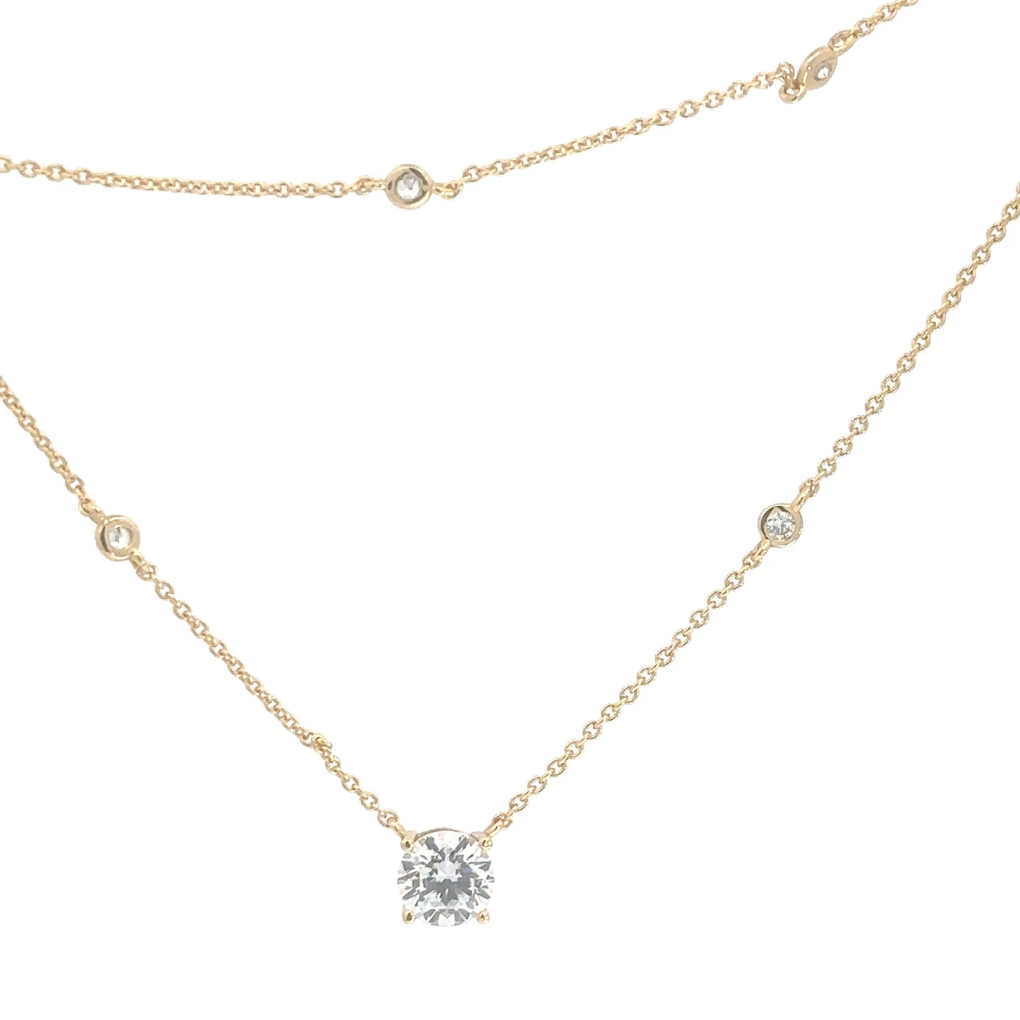 Yellow Gold Plated Simulated Diamond Layer Pendant