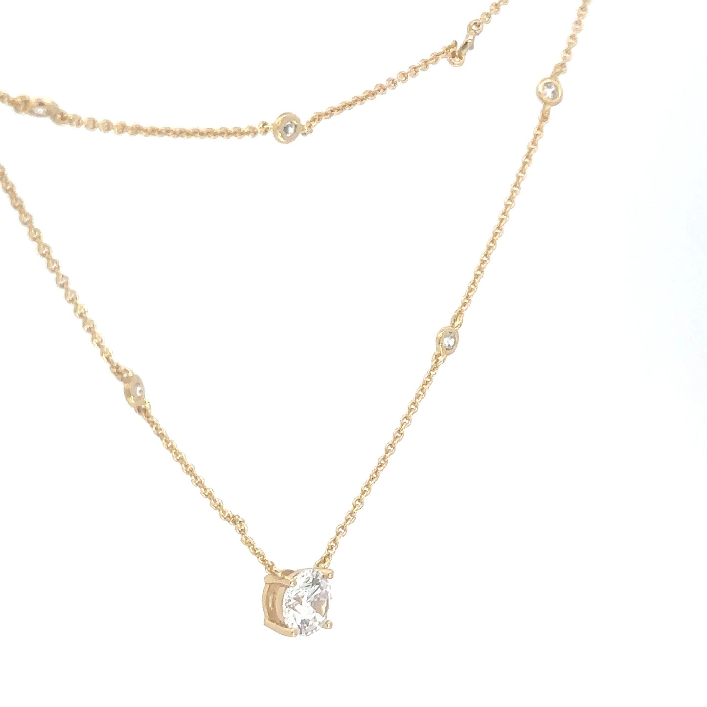 Yellow Gold Plated Simulated Diamond Layer Pendant