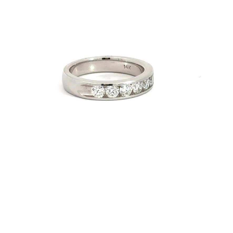 14k White Gold Diamond Channel Band