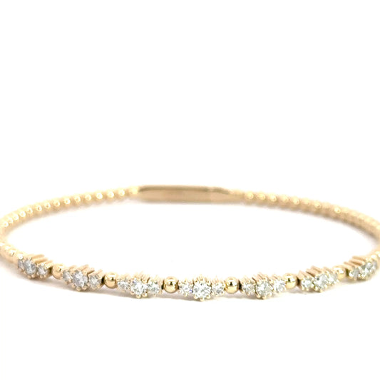 14k Yellow Gold Flexi Fancy Diamond Bangle .82cttw