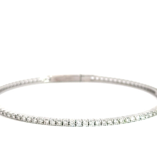 14k White Gold Diamond Flexi Bangle 1.44cttw