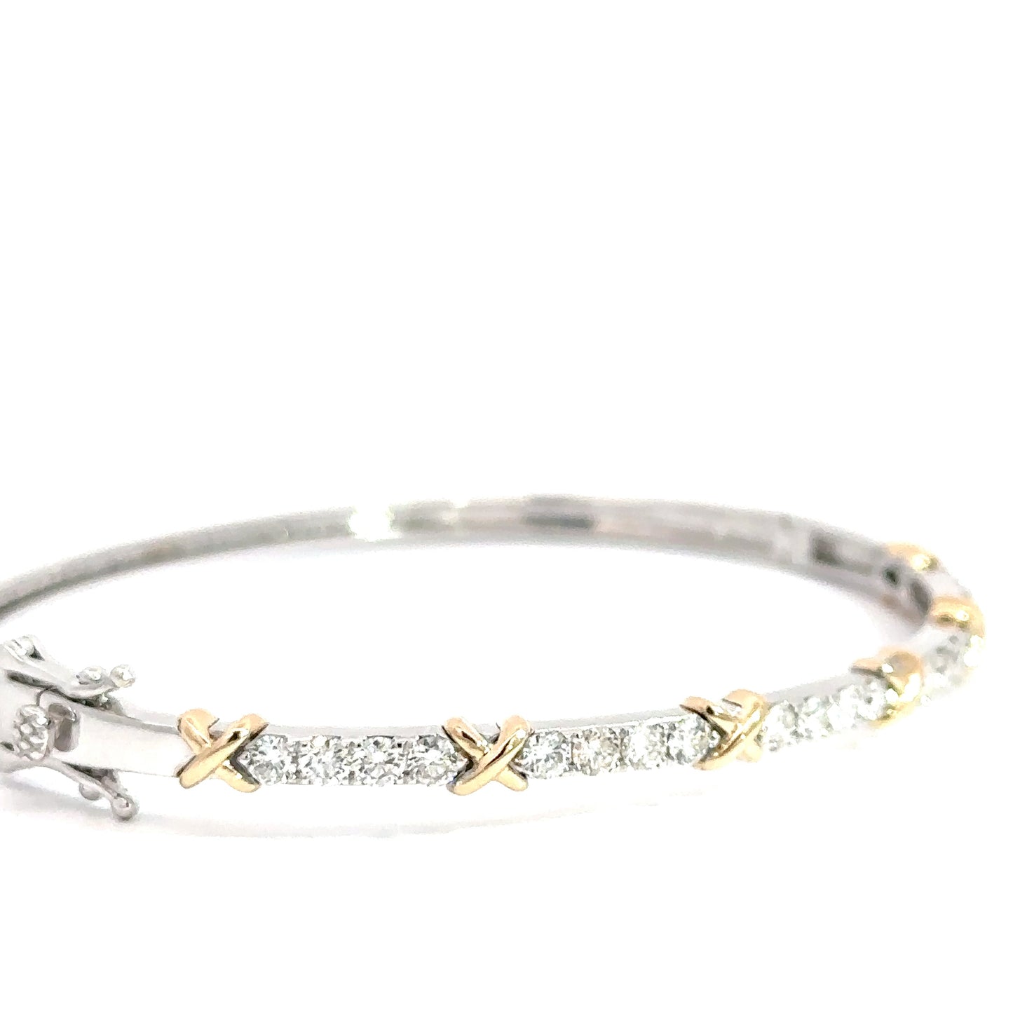 14k White & Yellow Gold Diamond Bangle 1.44cttw