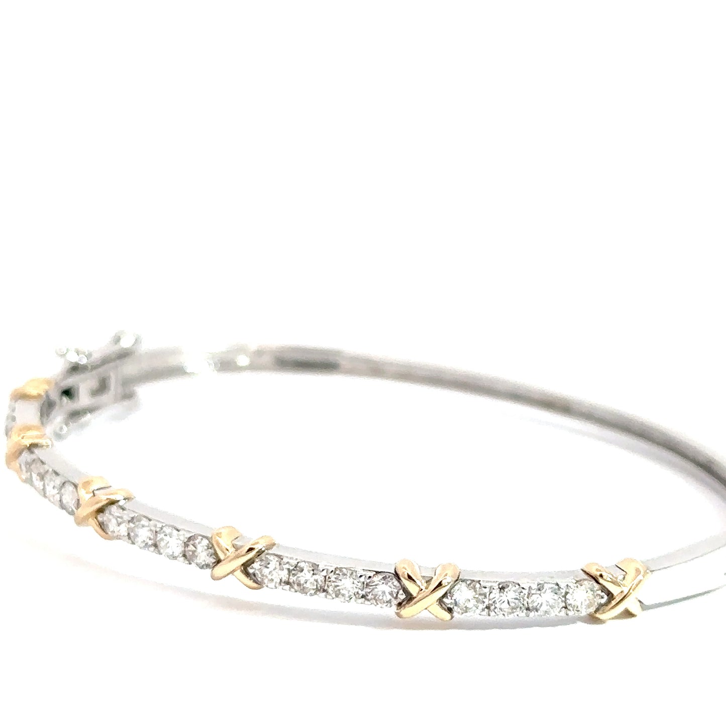 14k White & Yellow Gold Diamond Bangle 1.44cttw