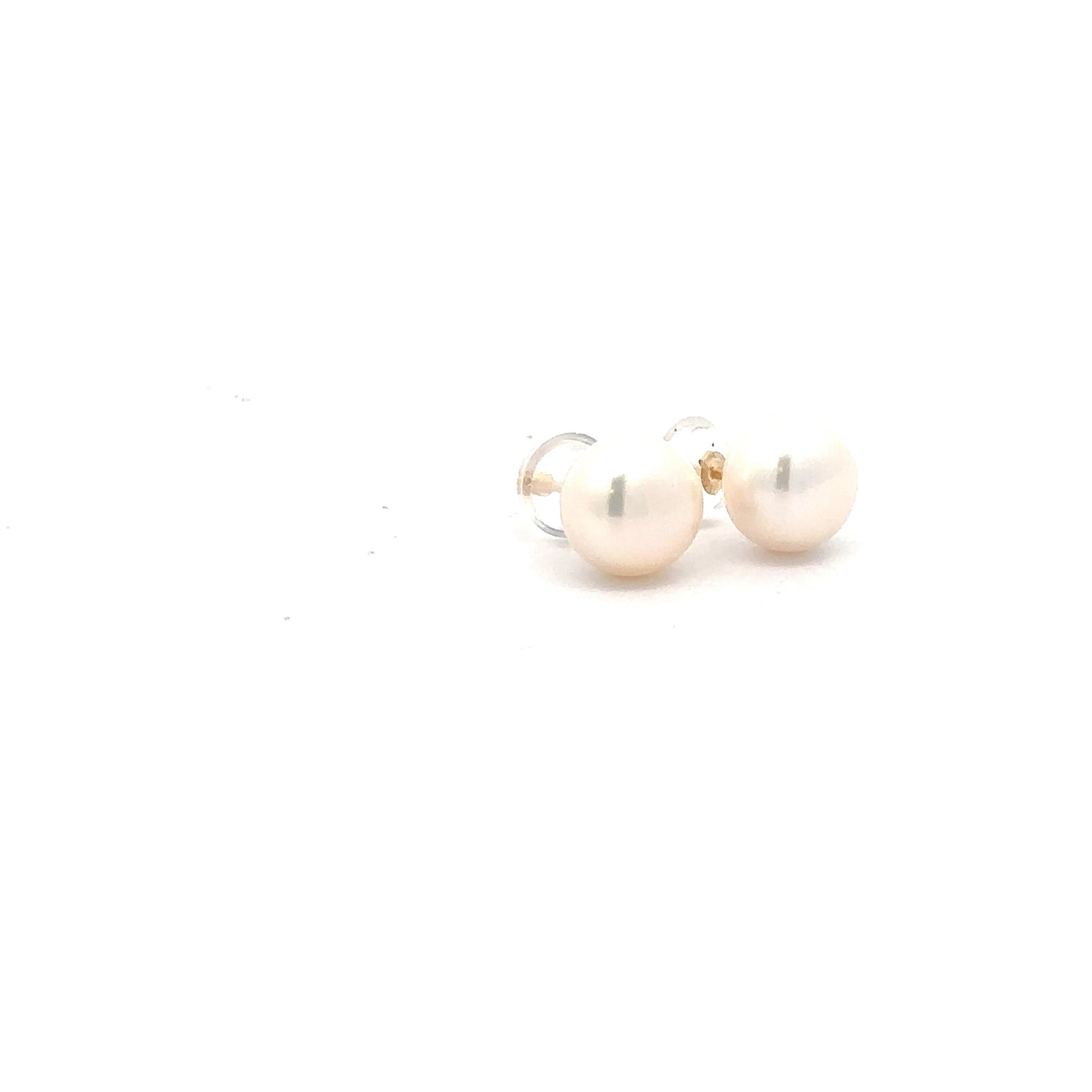 14k Yellow Gold Button Pearl Earrings