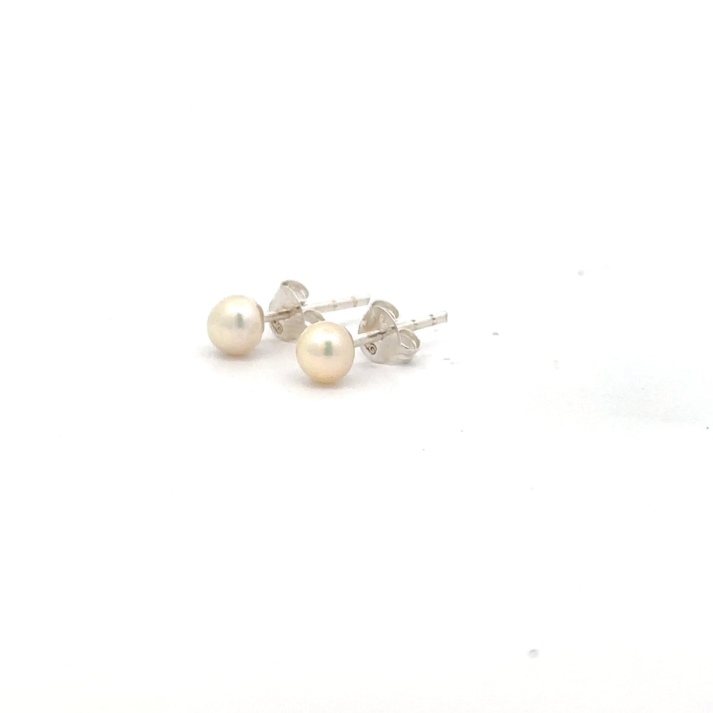 Sterling Silver Button Pearl Earrings