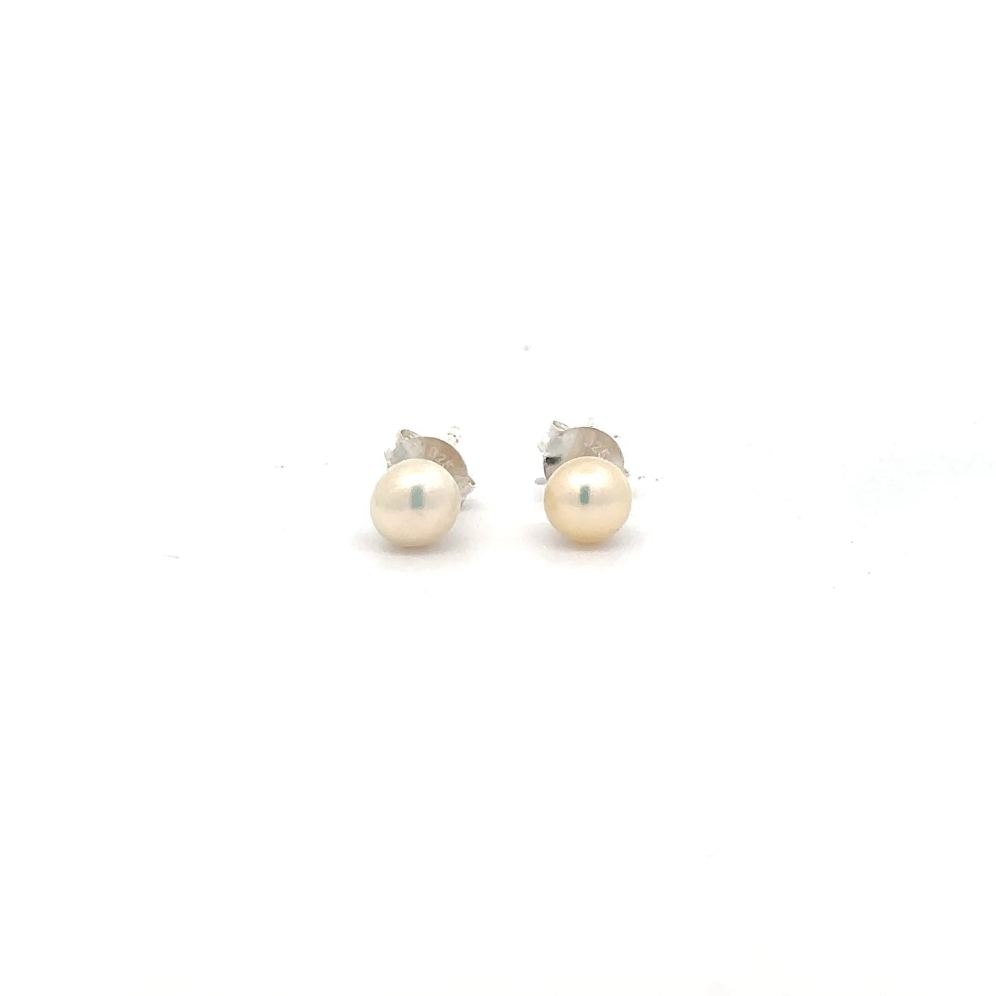 Sterling Silver Button Pearl Earrings