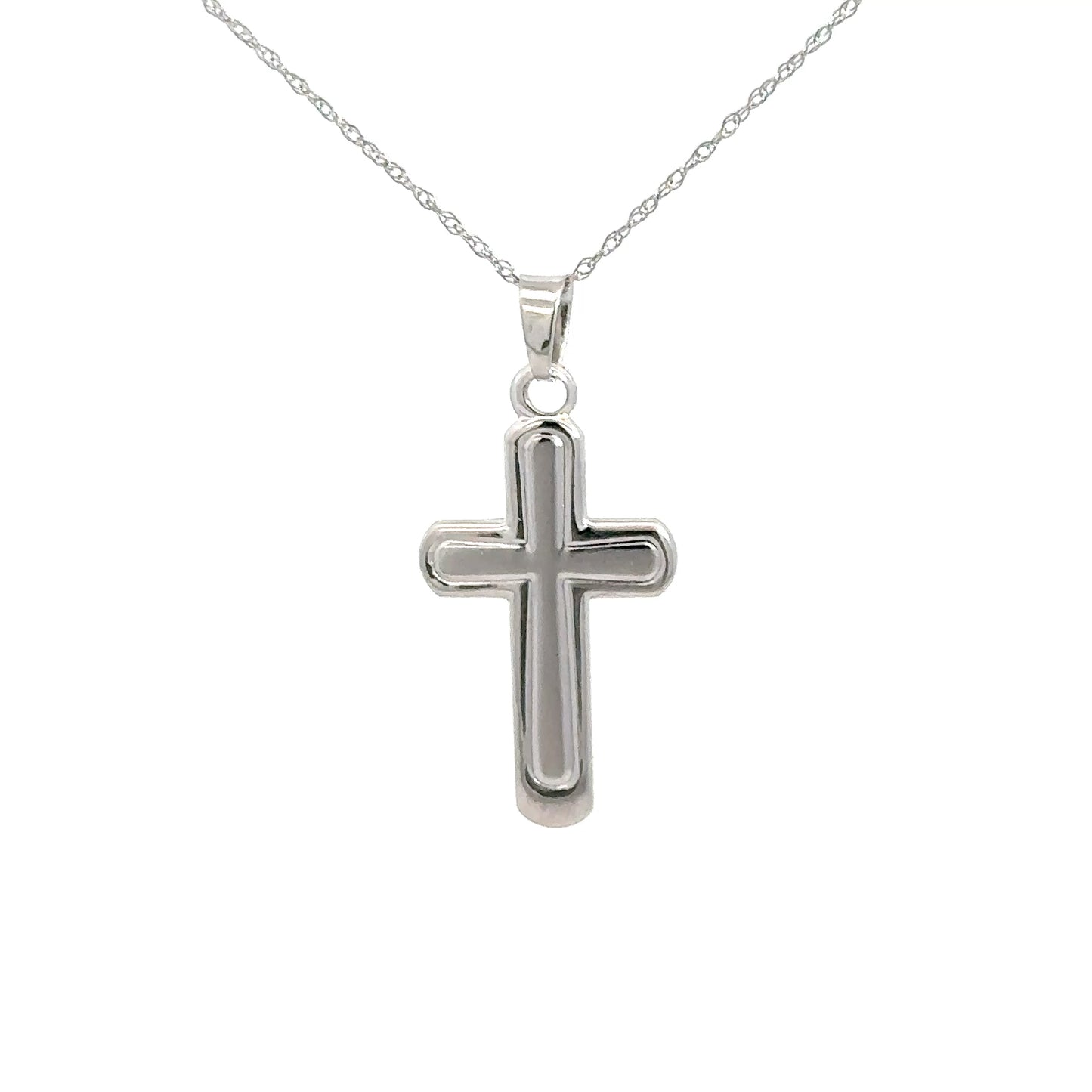 14k White Gold Cross