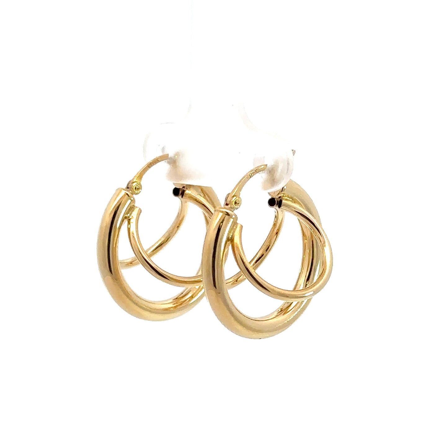 14k Yellow Gold Triple Tube Hoops
